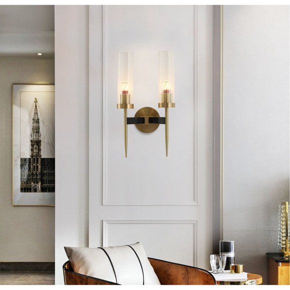 Mid-Century Modern Wall Sconce Indoor Wall Light Clear with Crystal Cylindrical - Picture 4 of 7